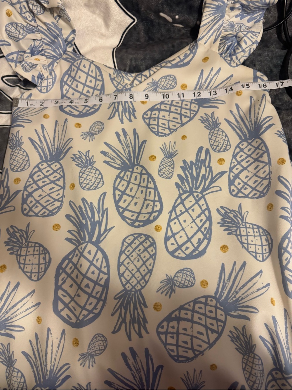 Carolina Parilla Tropical Pineapple Print Midi Dress Ruffle Sleeves Size M - Picture 10 of 10
